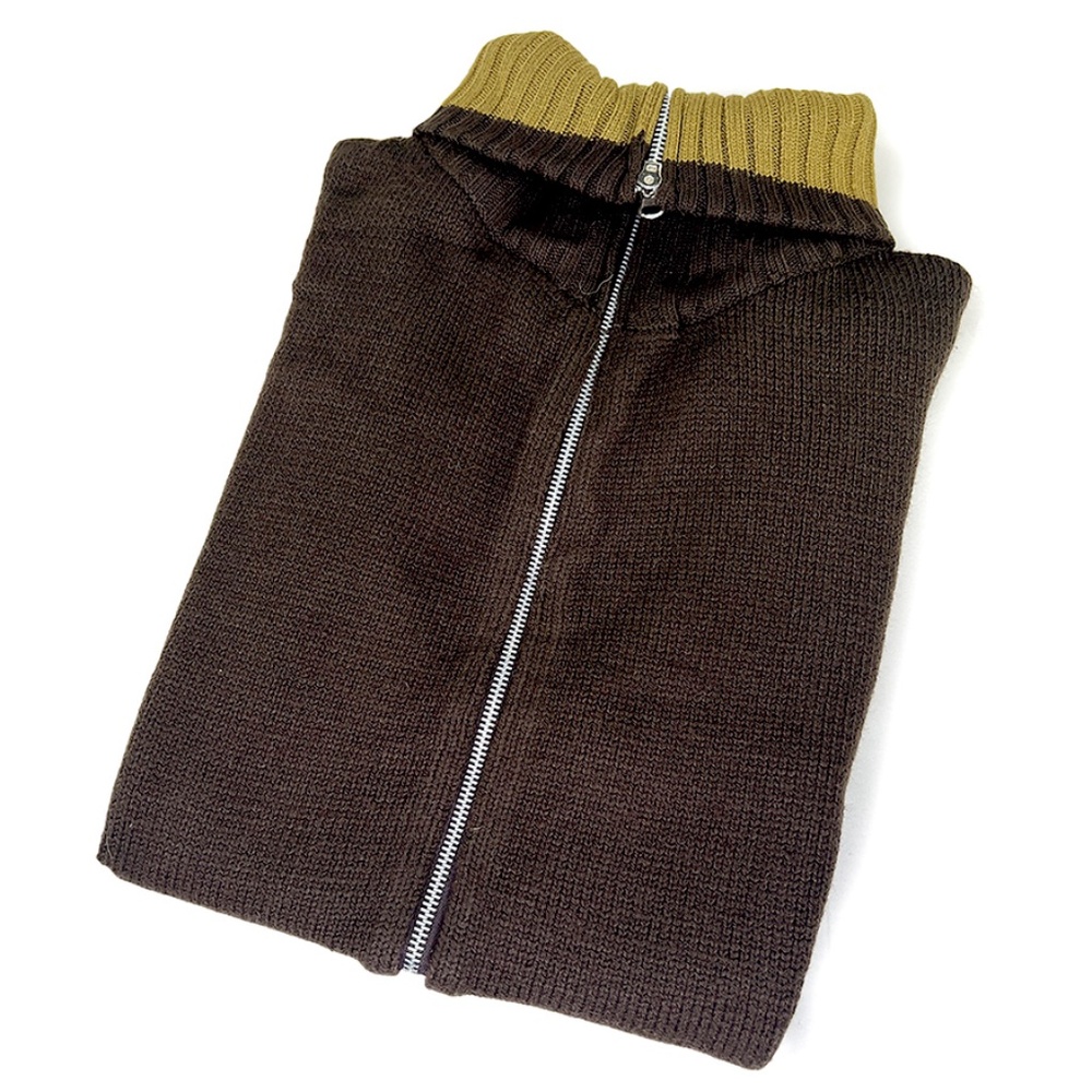 Brown Zip-Up Vintage Sleeveless Sweater Vest